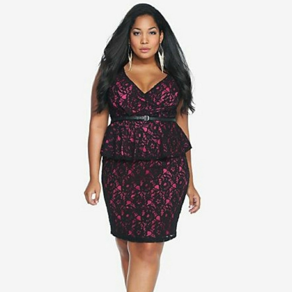 Torrid Black/ Pink Peplum Dress Sz 2x/20